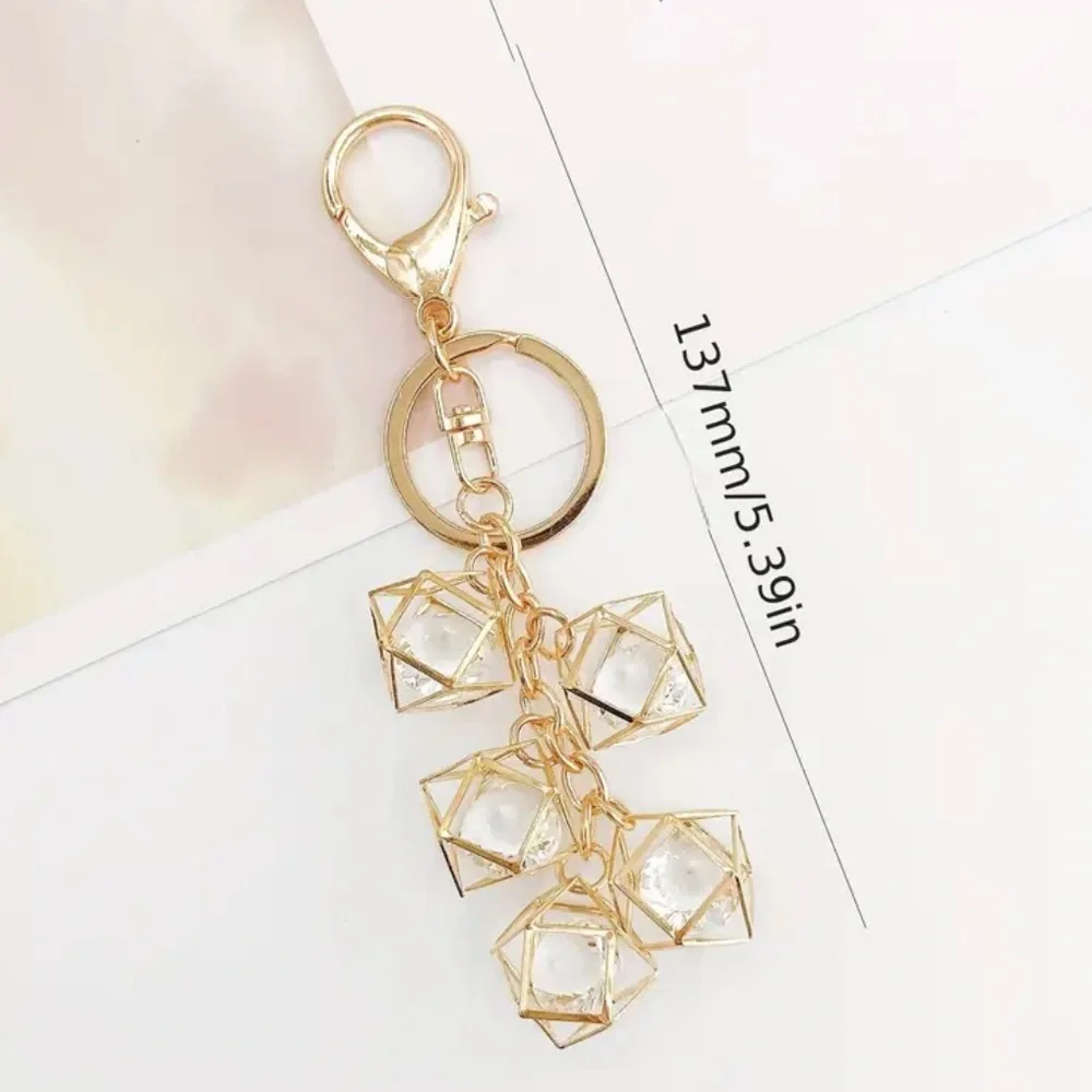 Chic Gold Geometric Keychain/Bag Charm, NEW